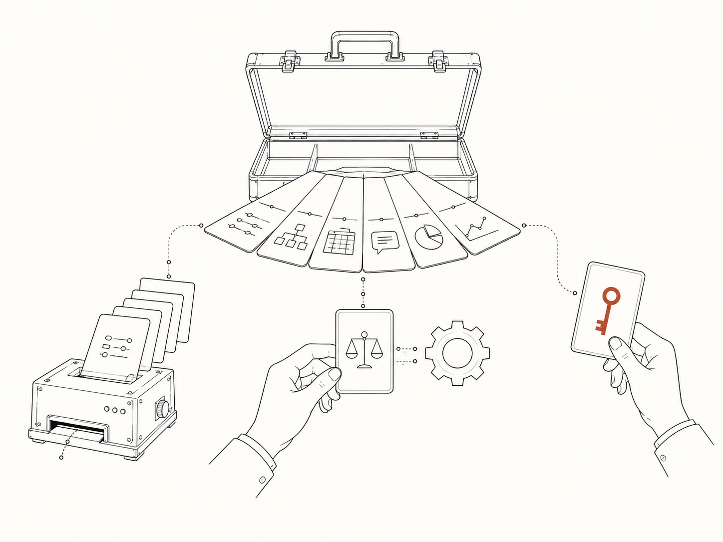 An open work portfolio breaking into separate task cards